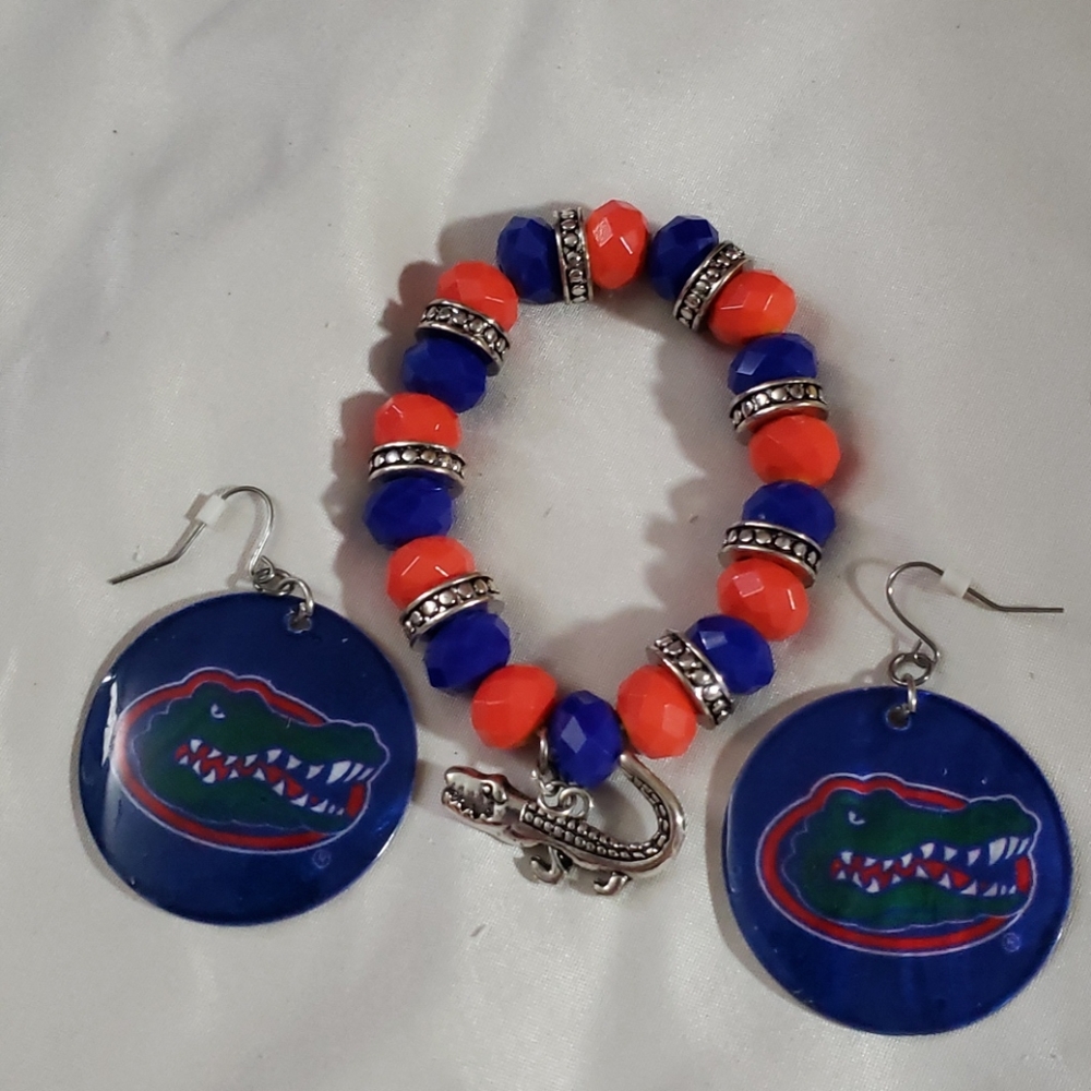 Fl Gators stretchy bracelet/shell earring